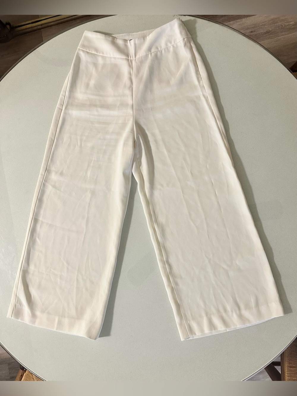 Express White High Waisted Wide Leg Cropped Pants